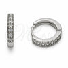 Rhodium Gold Filled Huggie Hoop, with White Cubic Zirconia, Polished, Rhodium Finish, 02.267.0140.5.14