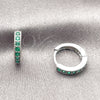 Rhodium Gold Filled Huggie Hoop, with Green Cubic Zirconia, Polished, Rhodium Finish, 02.267.0140.6.14