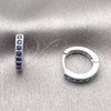 Rhodium Gold Filled Huggie Hoop, with Sapphire Blue Cubic Zirconia, Polished, Rhodium Finish, 02.267.0140.7.14