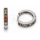 White Gold Filled Huggie Hoop, with Multicolor Cubic Zirconia, Polished, Rhodium Finish, 02.267.0140.9.14