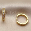 Oro Laminado Huggie Hoop, Gold Filled Style with White Cubic Zirconia, Polished, Golden Finish, 02.267.0140.16