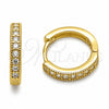 Oro Laminado Huggie Hoop, Gold Filled Style with White Cubic Zirconia, Polished, Golden Finish, 02.267.0140.16