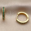 Oro Laminado Huggie Hoop, Gold Filled Style with Green Cubic Zirconia, Polished, Golden Finish, 02.267.0140.1.16