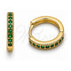 Argolla Huggie 02.267.0140.1.16 Oro Laminado, con Zirconia Cubica Verde, Pulido, Tono Dorado