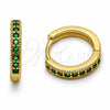 Oro Laminado Huggie Hoop, Gold Filled Style with Green Cubic Zirconia, Polished, Golden Finish, 02.267.0140.1.16