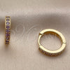 Oro Laminado Huggie Hoop, Gold Filled Style with Amethyst Cubic Zirconia, Polished, Golden Finish, 02.267.0140.3.16