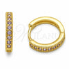 Oro Laminado Huggie Hoop, Gold Filled Style with Amethyst Cubic Zirconia, Polished, Golden Finish, 02.267.0140.3.16