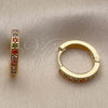 Oro Laminado Huggie Hoop, Gold Filled Style with Multicolor Cubic Zirconia, Polished, Golden Finish, 02.267.0140.4.16