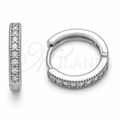 Rhodium Gold Filled Huggie Hoop, with White Cubic Zirconia, Polished, Rhodium Finish, 02.267.0140.5.16