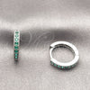 Rhodium Gold Filled Huggie Hoop, with Green Cubic Zirconia, Polished, Rhodium Finish, 02.267.0140.6.16