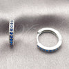 Rhodium Gold Filled Huggie Hoop, with Sapphire Blue Cubic Zirconia, Polished, Rhodium Finish, 02.267.0140.7.16