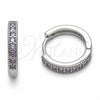 Rhodium Gold Filled Huggie Hoop, with Amethyst Cubic Zirconia, Polished, Rhodium Finish, 02.267.0140.8.16