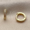 Oro Laminado Huggie Hoop, Gold Filled Style with White Cubic Zirconia, Polished, Golden Finish, 02.267.0141.10