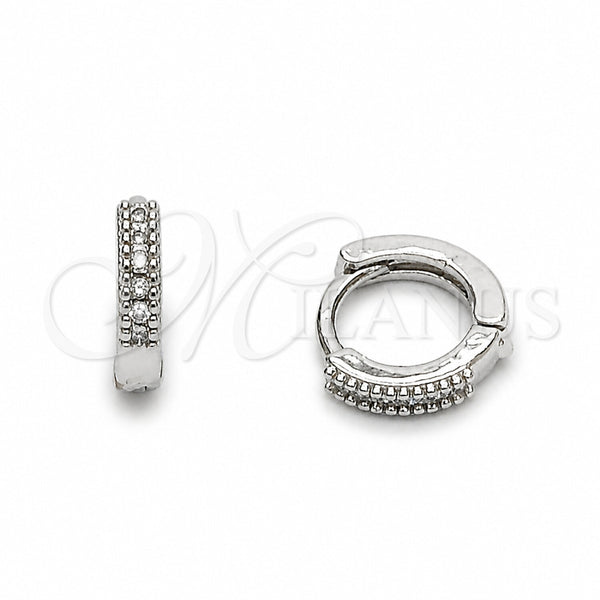 Rhodium Gold Filled Huggie Hoop, with White Cubic Zirconia, Polished, Rhodium Finish, 02.267.0141.1.10