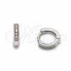 Rhodium Gold Filled Huggie Hoop, with White Cubic Zirconia, Polished, Rhodium Finish, 02.267.0141.1.10