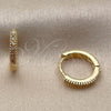 Oro Laminado Huggie Hoop, Gold Filled Style with White Cubic Zirconia, Polished, Golden Finish, 02.267.0141.12