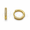 Oro Laminado Huggie Hoop, Gold Filled Style with White Cubic Zirconia, Polished, Golden Finish, 02.267.0141.12