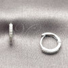 Rhodium Gold Filled Huggie Hoop, with White Cubic Zirconia, Polished, Rhodium Finish, 02.267.0141.1.12