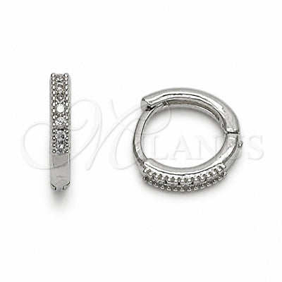 Rhodium Gold Filled Huggie Hoop, with White Cubic Zirconia, Polished, Rhodium Finish, 02.267.0141.1.12