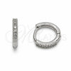 Rhodium Gold Filled Huggie Hoop, with White Cubic Zirconia, Polished, Rhodium Finish, 02.267.0141.1.12