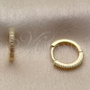 Oro Laminado Huggie Hoop, Gold Filled Style with White Cubic Zirconia, Polished, Golden Finish, 02.267.0141.14