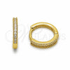 Oro Laminado Huggie Hoop, Gold Filled Style with White Cubic Zirconia, Polished, Golden Finish, 02.267.0141.14