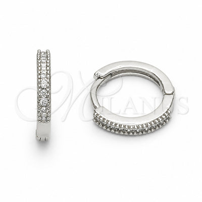 Rhodium Gold Filled Huggie Hoop, with White Cubic Zirconia, Polished, Rhodium Finish, 02.267.0141.1.14 for wholesale, main product view