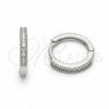 Rhodium Gold Filled Huggie Hoop, with White Cubic Zirconia, Polished, Rhodium Finish, 02.267.0141.1.14