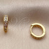 Oro Laminado Huggie Hoop, Gold Filled Style with White Cubic Zirconia, Polished, Golden Finish, 02.267.0143.12