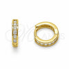Oro Laminado Huggie Hoop, Gold Filled Style with White Cubic Zirconia, Polished, Golden Finish, 02.267.0143.12