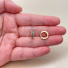 Oro Laminado Huggie Hoop, Gold Filled Style with Green Cubic Zirconia, Polished, Golden Finish, 02.267.0143.1.12