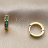 Oro Laminado Huggie Hoop, Gold Filled Style with Green Cubic Zirconia, Polished, Golden Finish, 02.267.0143.1.12