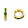Oro Laminado Huggie Hoop, Gold Filled Style with Green Cubic Zirconia, Polished, Golden Finish, 02.267.0143.1.12