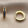 Oro Laminado Huggie Hoop, Gold Filled Style with Sapphire Blue Cubic Zirconia, Polished, Golden Finish, 02.267.0143.2.12