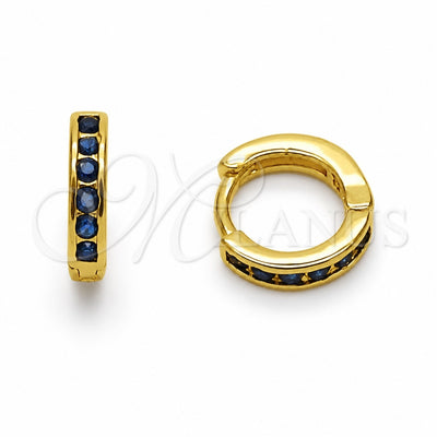 Oro Laminado Huggie Hoop, Gold Filled Style with Sapphire Blue Cubic Zirconia, Polished, Golden Finish, 02.267.0143.2.12