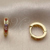 Oro Laminado Huggie Hoop, Gold Filled Style with Multicolor Cubic Zirconia, Polished, Golden Finish, 02.267.0143.4.12