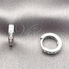 Rhodium Gold Filled Huggie Hoop, with White Cubic Zirconia, Polished, Rhodium Finish, 02.267.0143.5.12