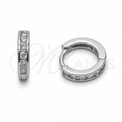 Rhodium Gold Filled Huggie Hoop, with White Cubic Zirconia, Polished, Rhodium Finish, 02.267.0143.5.12 for wholesale, main product view