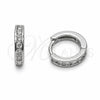 Rhodium Gold Filled Huggie Hoop, with White Cubic Zirconia, Polished, Rhodium Finish, 02.267.0143.5.12