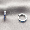 Rhodium Gold Filled Huggie Hoop, with Sapphire Blue Cubic Zirconia, Polished, Rhodium Finish, 02.267.0143.7.12