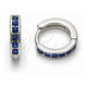 White Gold Filled Huggie Hoop, with Sapphire Blue Cubic Zirconia, Polished, Rhodium Finish, 02.267.0143.7.12