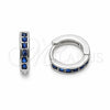 Rhodium Gold Filled Huggie Hoop, with Sapphire Blue Cubic Zirconia, Polished, Rhodium Finish, 02.267.0143.7.12