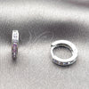 Rhodium Gold Filled Huggie Hoop, with Amethyst Cubic Zirconia, Polished, Rhodium Finish, 02.267.0143.8.12