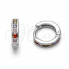 Oro Laminado Huggie Hoop, Gold Filled Style with Multicolor Cubic Zirconia, Polished, Golden Finish, 02.267.0143.9.12