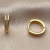 Oro Laminado Huggie Hoop, Gold Filled Style with White Cubic Zirconia, Polished, Golden Finish, 02.267.0143.14