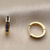 Oro Laminado Huggie Hoop, Gold Filled Style with Sapphire Blue Cubic Zirconia, Polished, Golden Finish, 02.267.0143.2.14