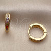 Oro Laminado Huggie Hoop, Gold Filled Style with Amethyst Cubic Zirconia, Polished, Golden Finish, 02.267.0143.3.14
