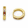 Oro Laminado Huggie Hoop, Gold Filled Style with Amethyst Cubic Zirconia, Polished, Golden Finish, 02.267.0143.3.14