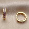 Oro Laminado Huggie Hoop, Gold Filled Style with Multicolor Cubic Zirconia, Polished, Golden Finish, 02.267.0143.4.14