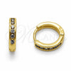 Oro Laminado Huggie Hoop, Gold Filled Style with Multicolor Cubic Zirconia, Polished, Golden Finish, 02.267.0143.4.14